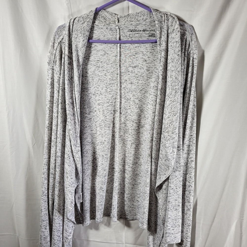 Eddie Bauer Womens 2XL‎ Gray Space Dye Open Front Draped Cardigan Lightweight